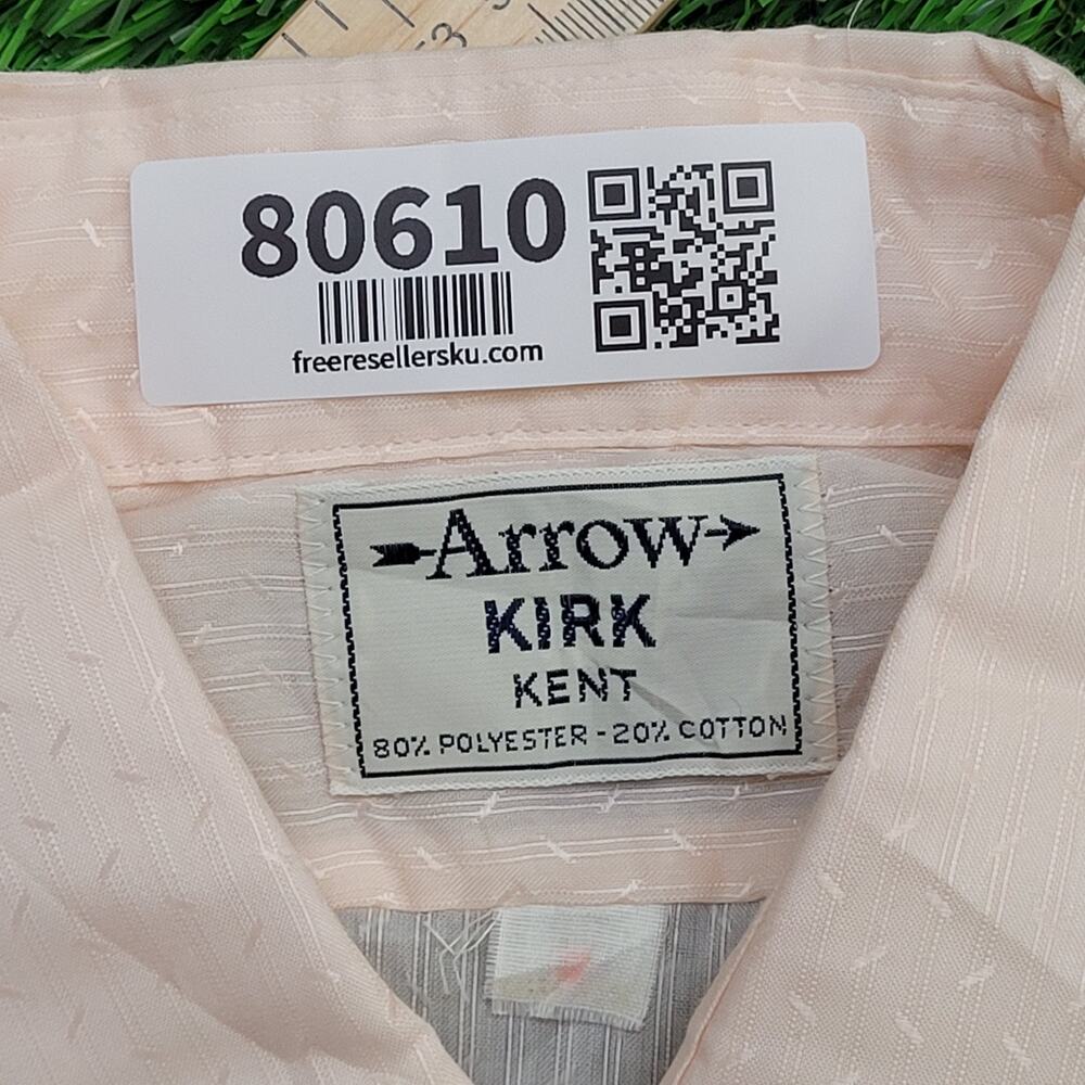 Vintage 70s Arrow Kirk Kent Button Shirt XL 24x30 Long-Tails - Picture 8 of 9